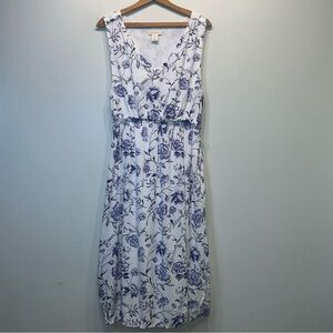 Cynthia Rowley Blue White Floral Print Dress Size 12